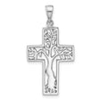 Sterling Silver Cross Pendant with Open Tree Design and Mirror Finish for Men and Women