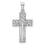 Sterling Silver Cross Pendant with Tree Design, Spiritual Nature-Inspired Jewelry