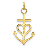 Sterling Silver Cross Anchor Pendant with Cubic Zirconia Heart Detail, Faith-Inspired Jewelry
