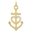 Sterling Silver Cross Anchor Pendant with Cubic Zirconia Heart Detail, Faith-Inspired Jewelry