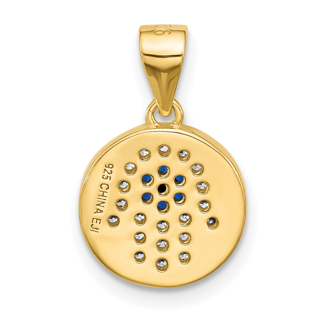 Sterling Silver Hamsa Hand Pendant with Cubic Zirconia, Gold Plated Spiritual Protection Jewelry