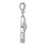 CZ Evil Eye Hamsa Charm Pendant in Real 925 Sterling Silver