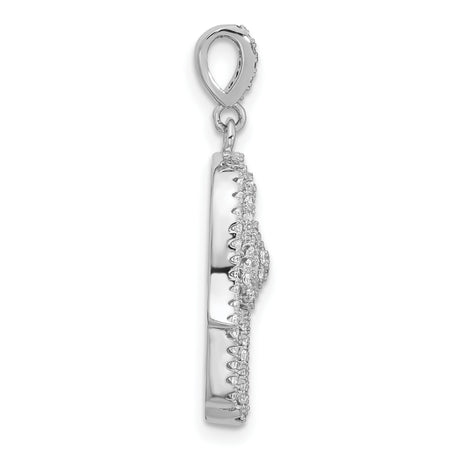 CZ Evil Eye Hamsa Charm Pendant in Real 925 Sterling Silver