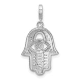 CZ Evil Eye Hamsa Charm Pendant in Real 925 Sterling Silver