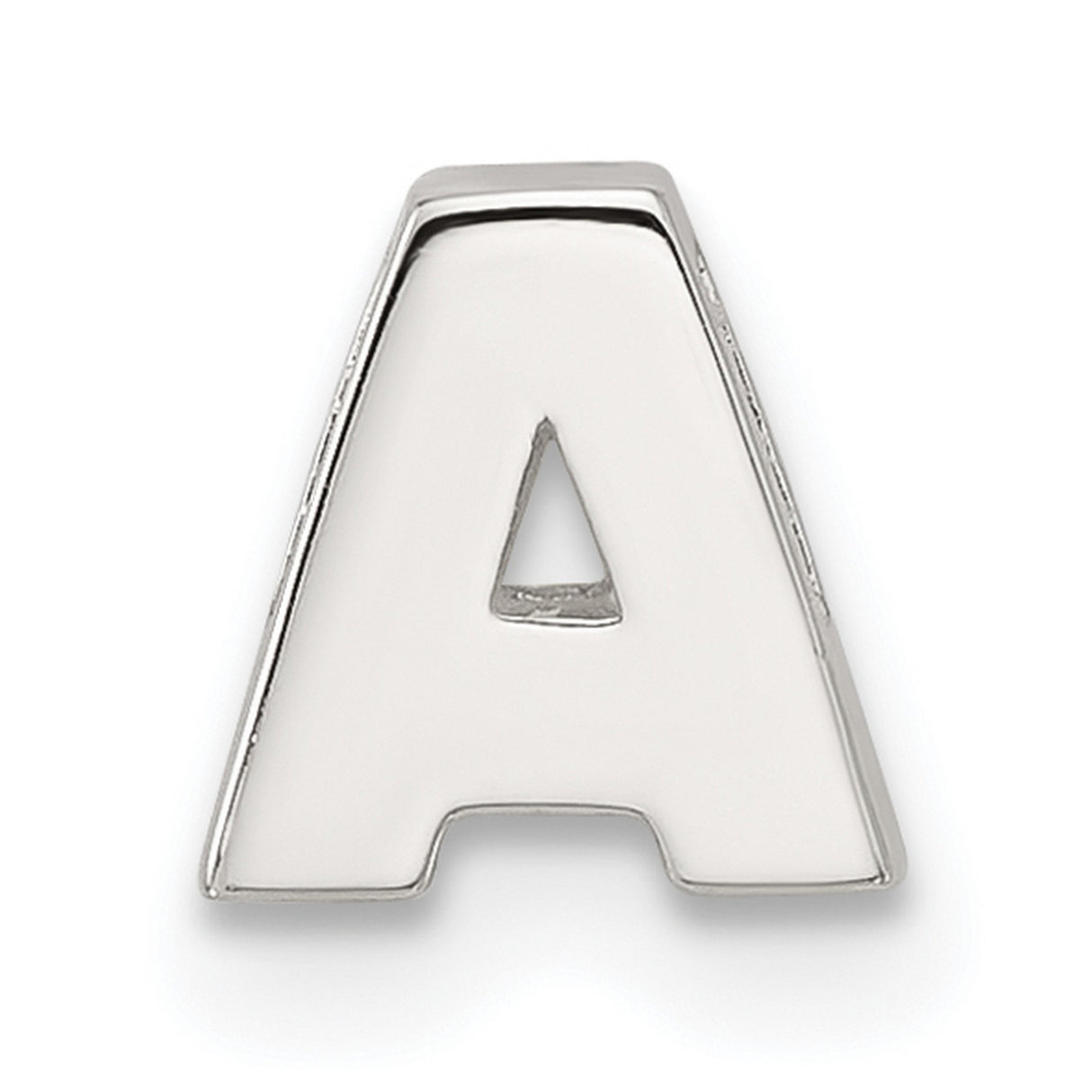 Sterling Silver Letter A Pendant, Polished Block Alphabet Charm for Necklace or Bracelet