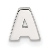 Sterling Silver Letter A Pendant, Polished Block Alphabet Charm for Necklace or Bracelet