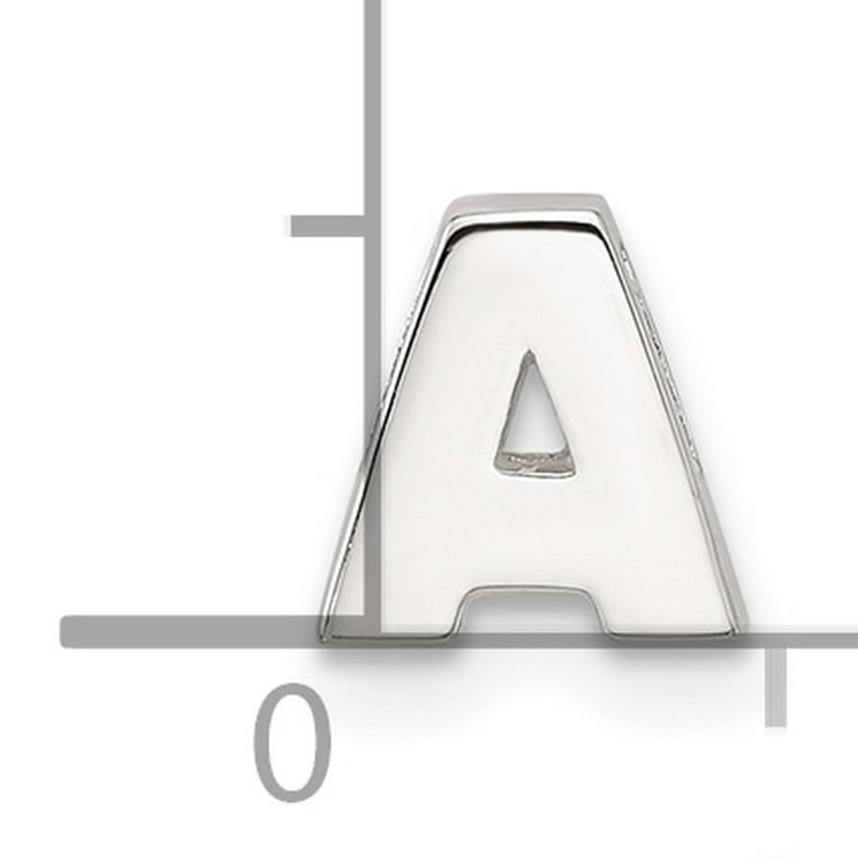 Sterling Silver Letter A Pendant, Polished Block Alphabet Charm for Necklace or Bracelet
