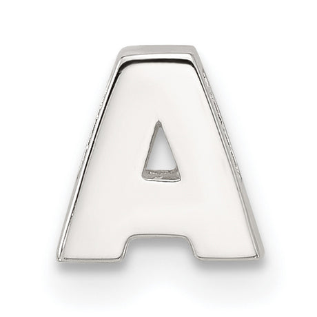 Sterling Silver Letter A Pendant, Polished Block Alphabet Charm for Necklace or Bracelet