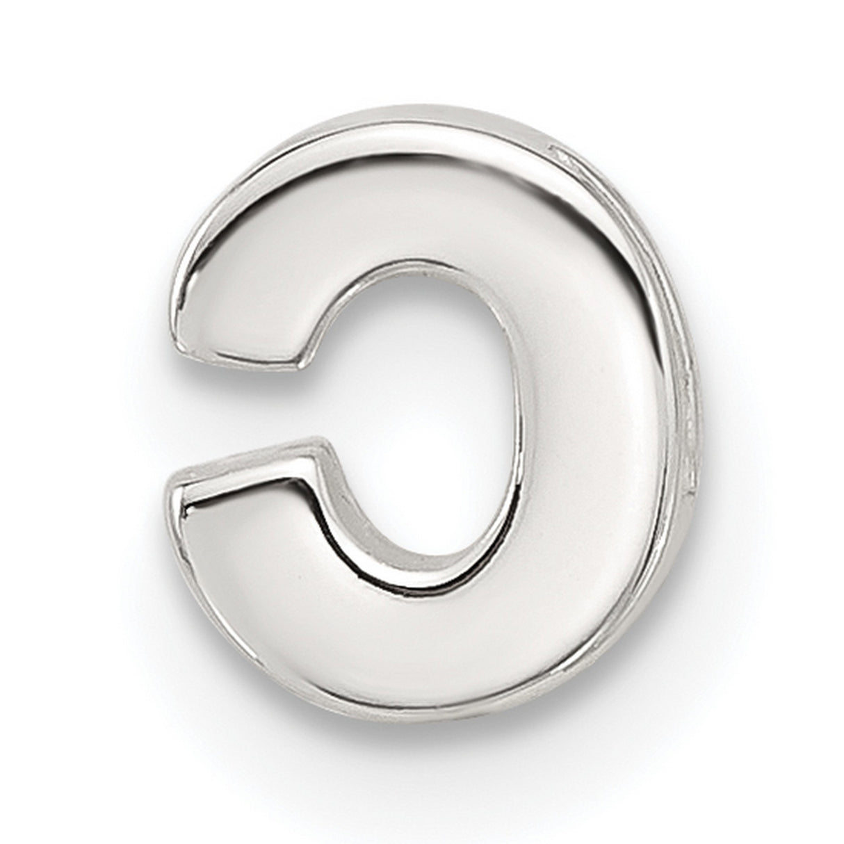 Sterling Silver Letter C Pendant Charm, Polished Block Initial Alphabet Jewelry