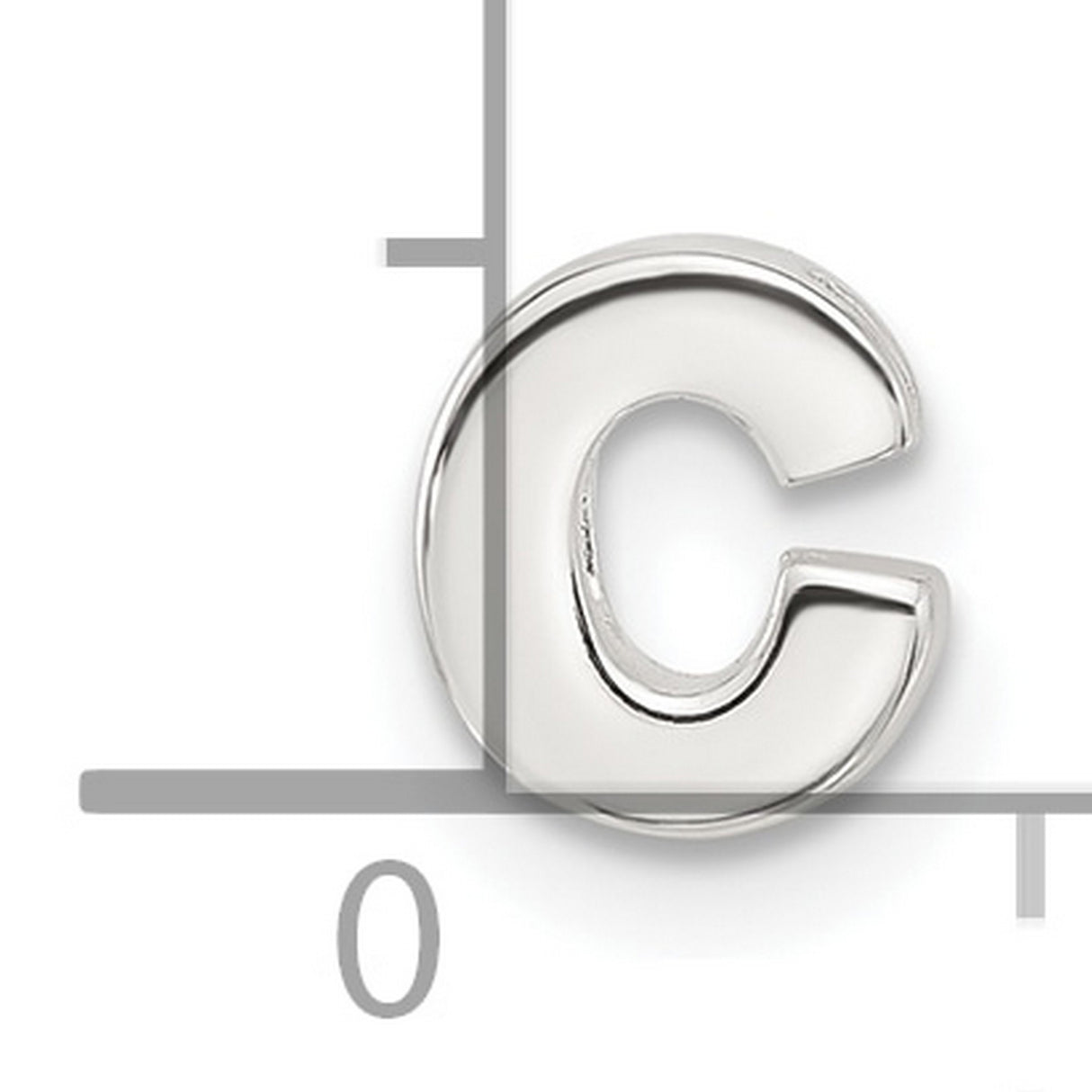 Sterling Silver Letter C Pendant Charm, Polished Block Initial Alphabet Jewelry