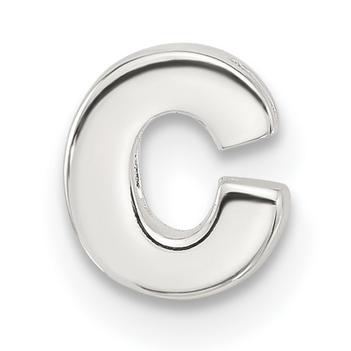 Sterling Silver Letter C Pendant Charm, Polished Block Initial Alphabet Jewelry