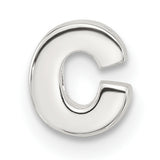 Sterling Silver Letter C Pendant Charm, Polished Block Initial Alphabet Jewelry