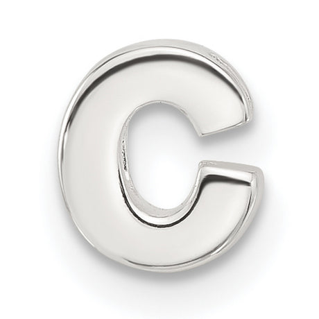 Sterling Silver Letter C Pendant Charm, Polished Block Initial Alphabet Jewelry