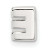 Sterling Silver Letter E Pendant Charm, Polished Flat Initial Design for Women or Unisex Wear