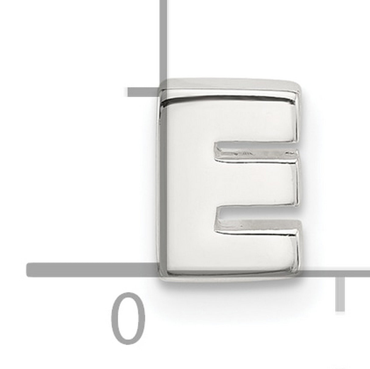 Sterling Silver Letter E Pendant Charm, Polished Flat Initial Design for Women or Unisex Wear