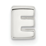 Sterling Silver Letter E Pendant Charm, Polished Flat Initial Design for Women or Unisex Wear