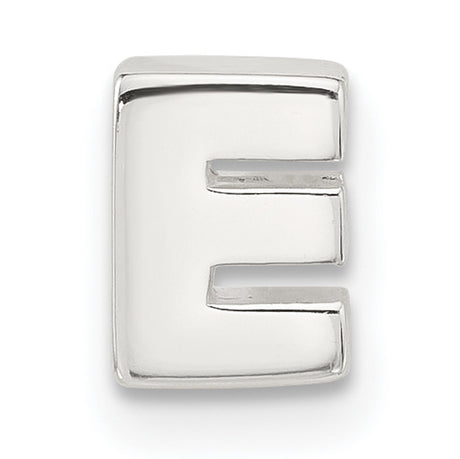 Sterling Silver Letter E Pendant Charm, Polished Flat Initial Design for Women or Unisex Wear