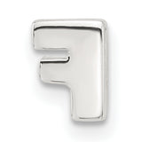 Sterling Silver Letter F Pendant Charm, Polished Block Initial Design, Unisex Monogram Jewelry