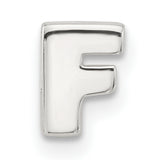 Sterling Silver Letter F Pendant Charm, Polished Block Initial Design, Unisex Monogram Jewelry