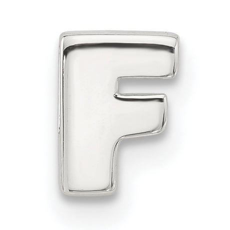 Sterling Silver Letter F Pendant Charm, Polished Block Initial Design, Unisex Monogram Jewelry