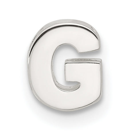 Sterling Silver Letter G Pendant Charm, Polished Block Initial, Minimalist Monogram Jewelry