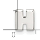 Sterling Silver Initial Pendant, Letter H Charm, Block Alphabet Design, Unisex Monogram Jewelry