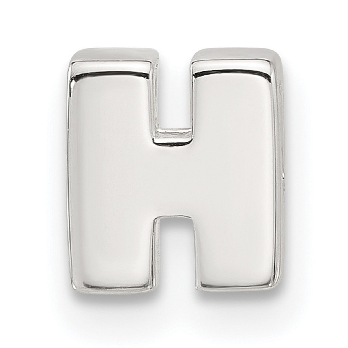 Sterling Silver Initial Pendant, Letter H Charm, Block Alphabet Design, Unisex Monogram Jewelry