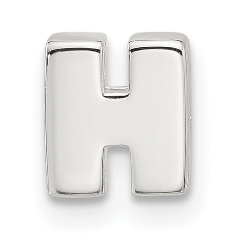 Sterling Silver Initial Pendant, Letter H Charm, Block Alphabet Design, Unisex Monogram Jewelry
