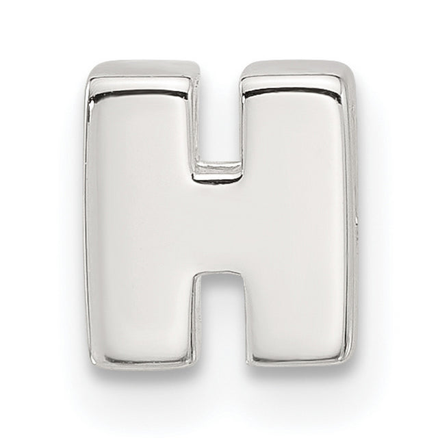 Sterling Silver Initial Pendant, Letter H Charm, Block Alphabet Design, Unisex Monogram Jewelry