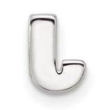 Sterling Silver Letter J Charm Pendant, Polished Block Style Initial Jewelry