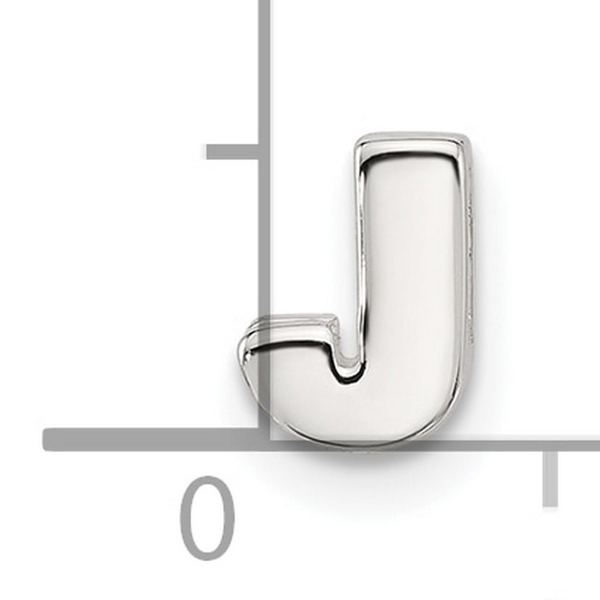 Sterling Silver Letter J Charm Pendant, Polished Block Style Initial Jewelry