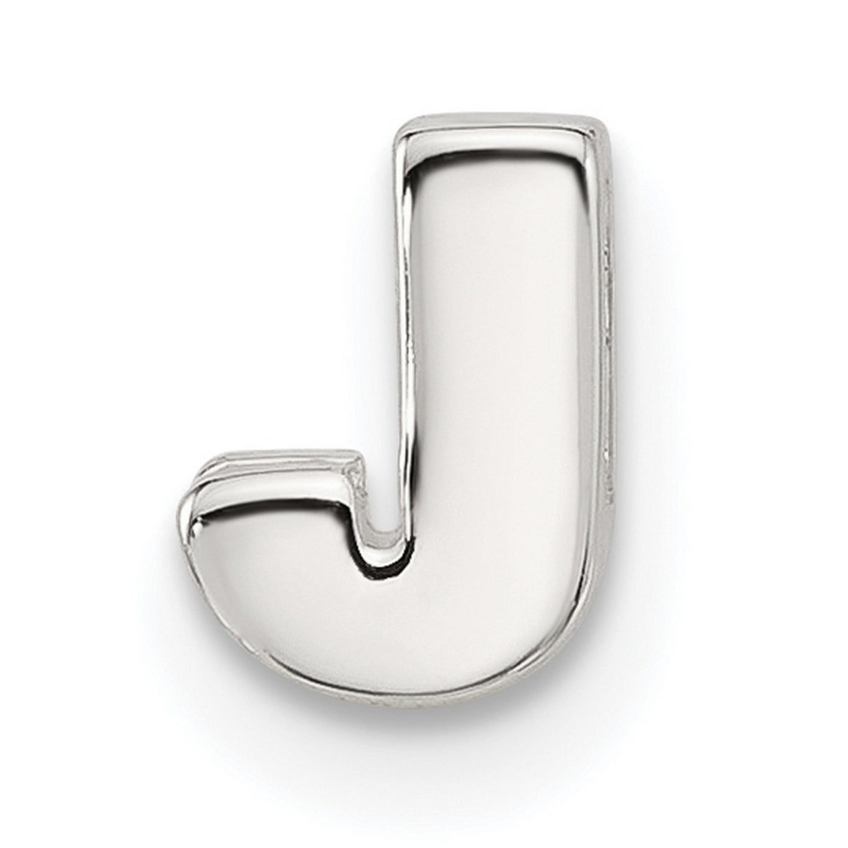 Sterling Silver Letter J Charm Pendant, Polished Block Style Initial Jewelry