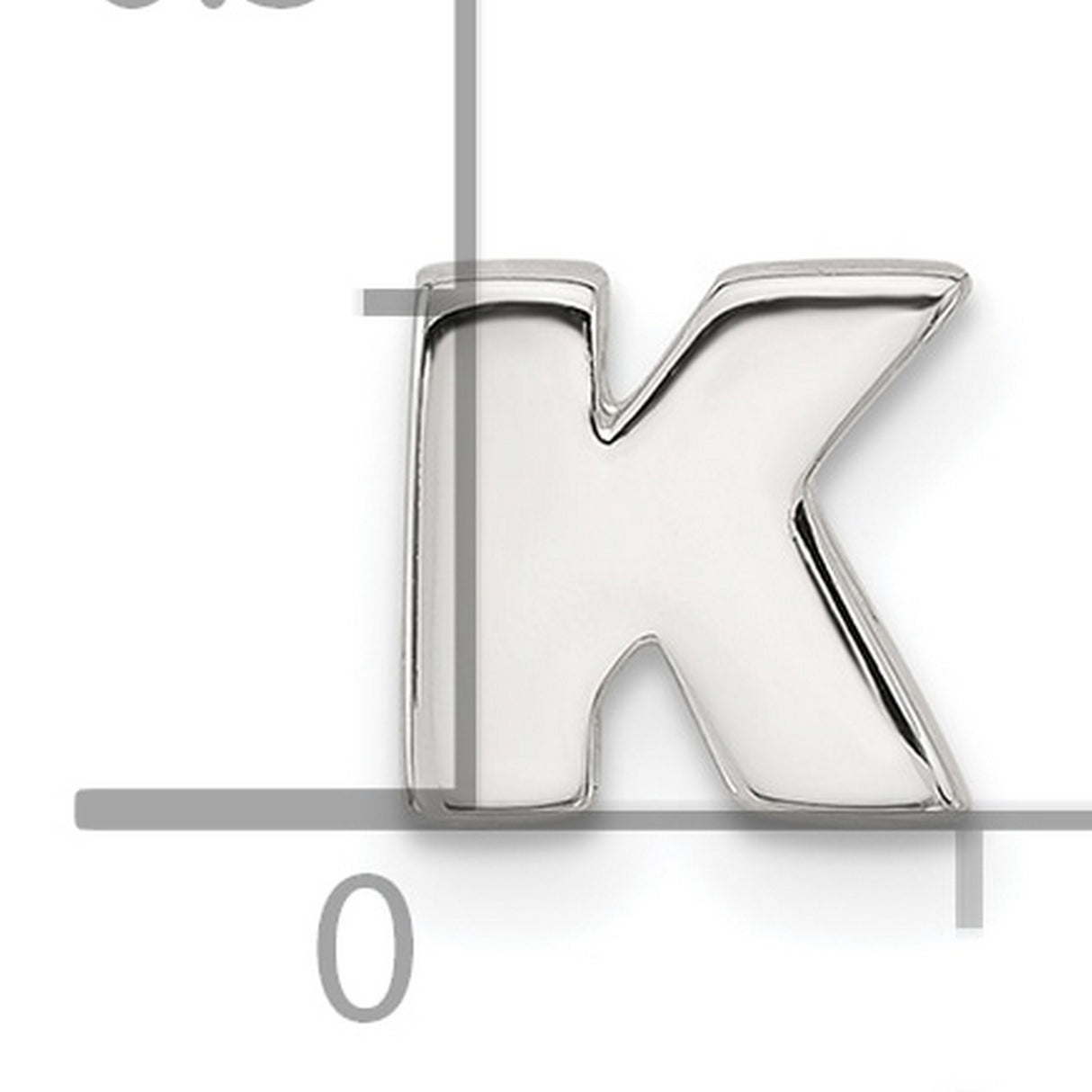Sterling Silver Letter K Pendant Charm, Polished Block Initial Jewelry for Women or Unisex