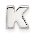 Sterling Silver Letter K Pendant Charm, Polished Block Initial Jewelry for Women or Unisex