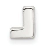 Sterling Silver Letter L Pendant Charm, Polished Block Initial Slide Design