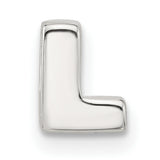 Sterling Silver Letter L Pendant Charm, Polished Block Initial Slide Design