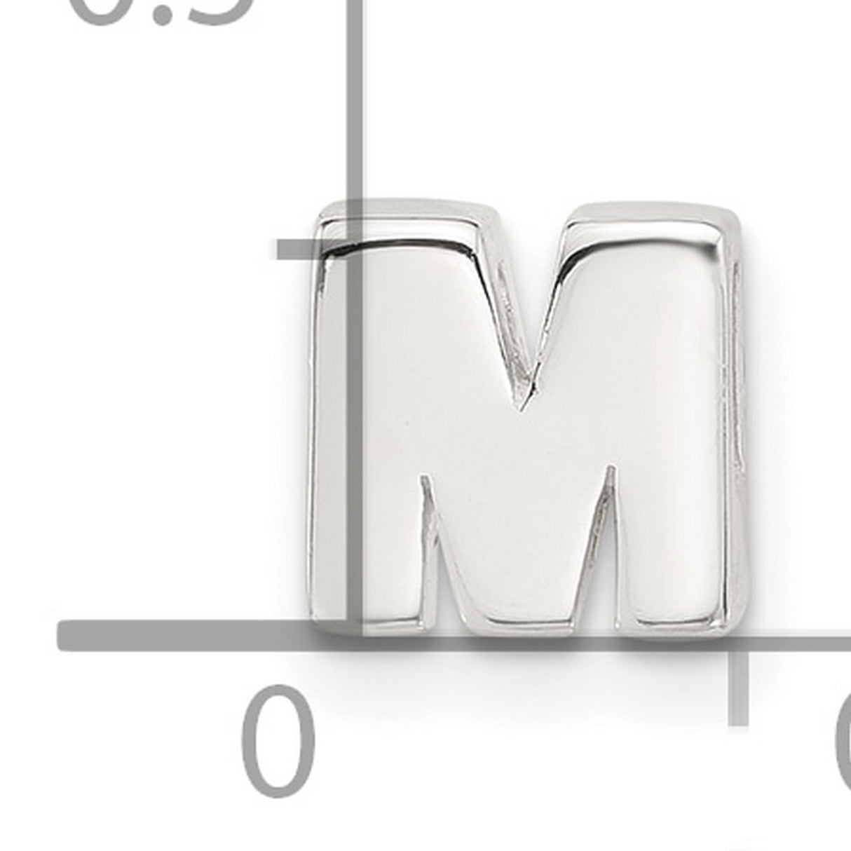 Sterling Silver Charm Pendant, Block Letter M Initial, Alphabet Slide Jewelry for Women or Unisex