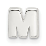 Sterling Silver Charm Pendant, Block Letter M Initial, Alphabet Slide Jewelry for Women or Unisex