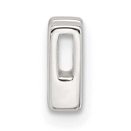 Sterling Silver Letter N Pendant Charm, Polished Block Font Initial Jewelry, Unisex Slide Pendant