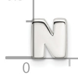 Sterling Silver Letter N Pendant Charm, Polished Block Font Initial Jewelry, Unisex Slide Pendant
