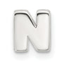 Sterling Silver Letter N Pendant Charm, Polished Block Font Initial Jewelry, Unisex Slide Pendant