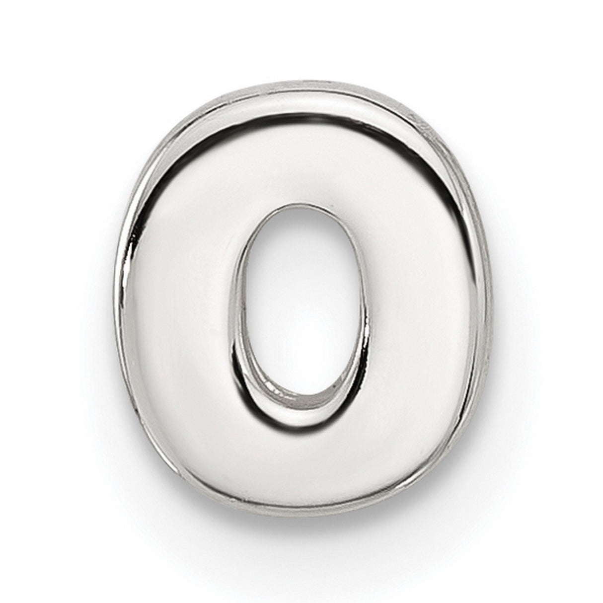 Sterling Silver Letter O Charm Pendant, Slide Style Alphabet Initial Jewelry for Necklace or Bracelet