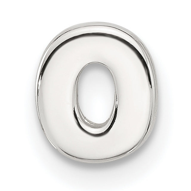 Sterling Silver Letter O Charm Pendant, Slide Style Alphabet Initial Jewelry for Necklace or Bracelet