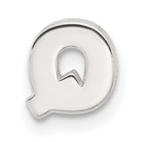 Sterling Silver Letter Q Pendant, Polished Block Initial Charm for Women or Unisex