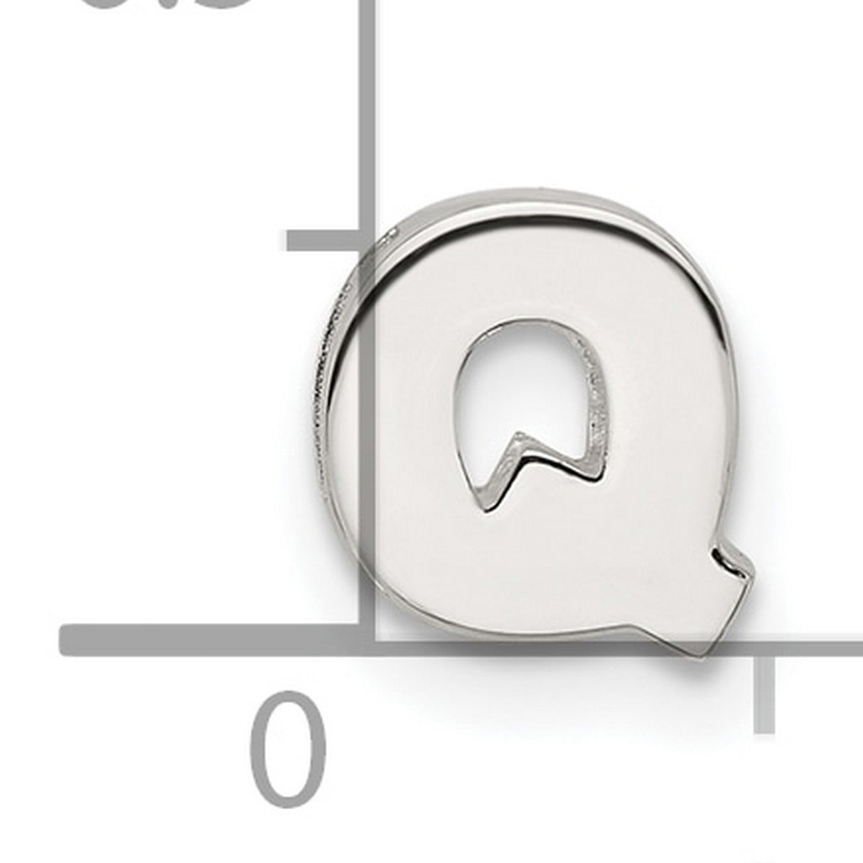 Sterling Silver Letter Q Pendant, Polished Block Initial Charm for Women or Unisex