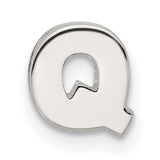 Sterling Silver Letter Q Pendant, Polished Block Initial Charm for Women or Unisex