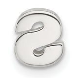 Sterling Silver Letter S Charm Pendant, Polished Block Initial Design, Unisex Monogram Jewelry