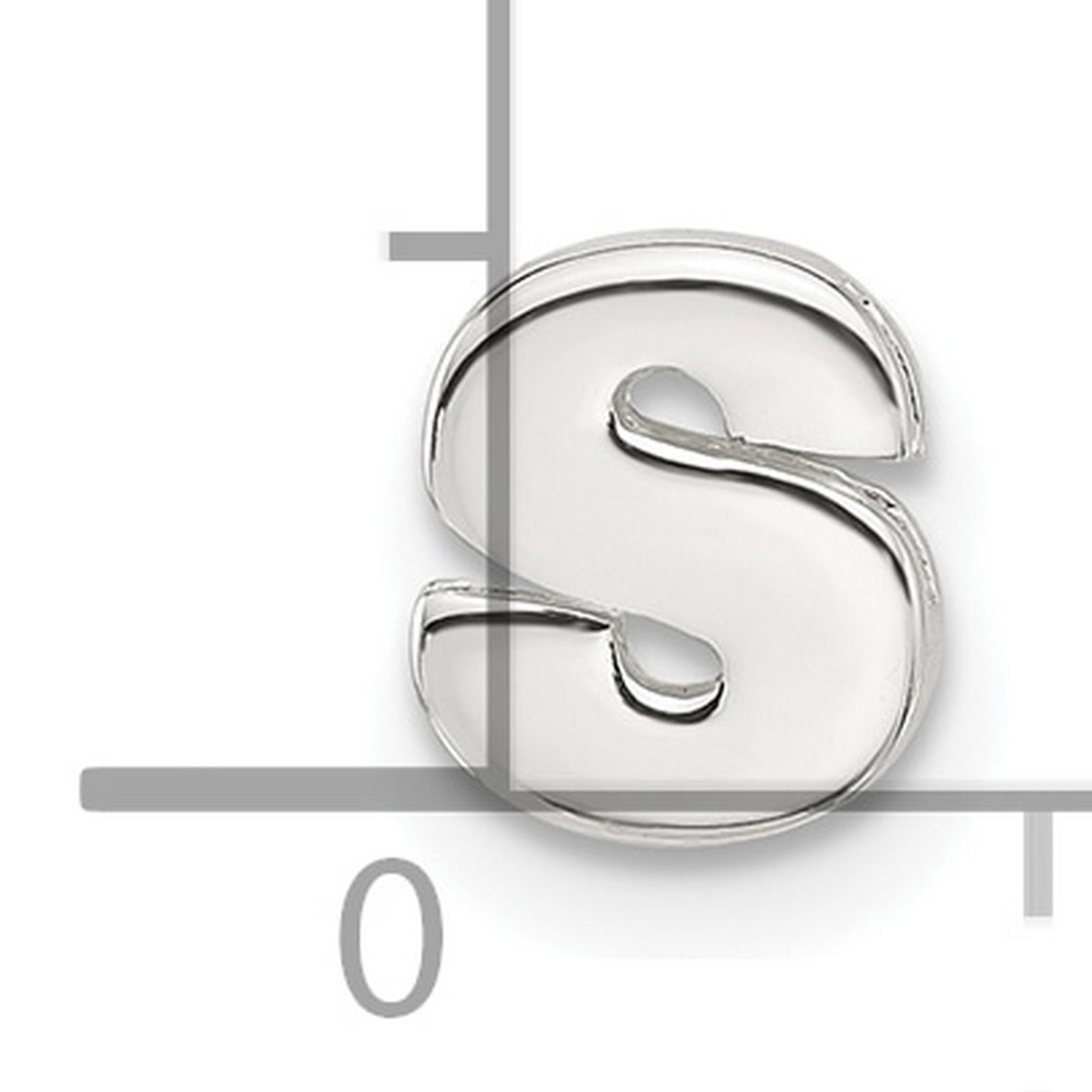 Sterling Silver Letter S Charm Pendant, Polished Block Initial Design, Unisex Monogram Jewelry