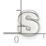 Sterling Silver Letter S Charm Pendant, Polished Block Initial Design, Unisex Monogram Jewelry