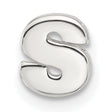 Sterling Silver Letter S Charm Pendant, Polished Block Initial Design, Unisex Monogram Jewelry